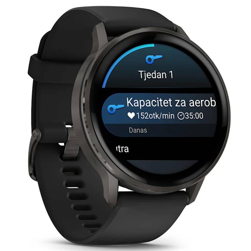 Pametni sat GARMIN Venu 4 Black/Slate sa smeđim kožnim remenom, 45mm, 010-03014-03
